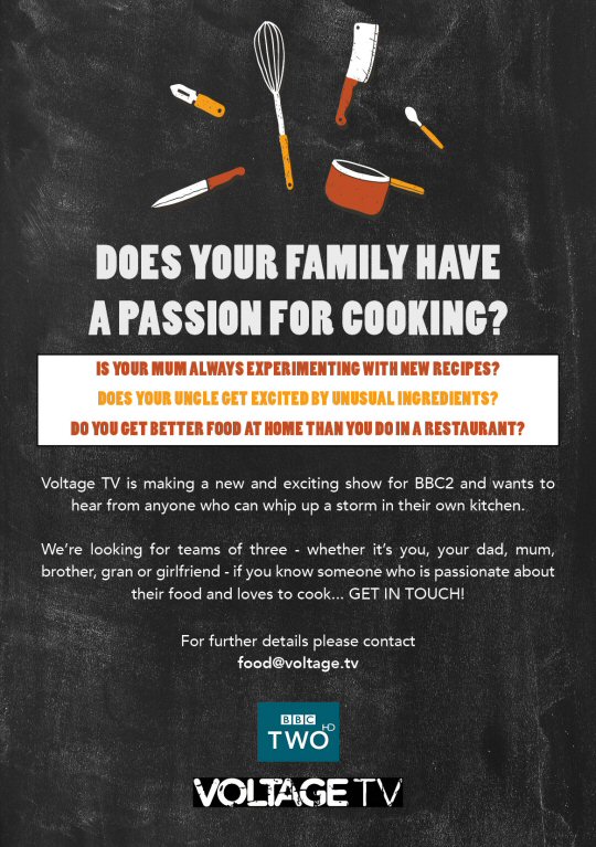 New TV Show Are Seeking Families With A Passion For Cooking